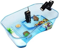 Medium Blue Turtle Aquarium 5 Gallon Tank With Basking Area For Small Reptiles
