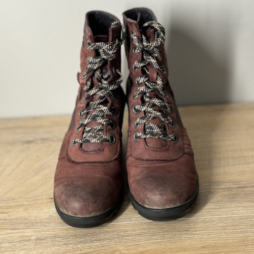 Sorel Boots Women 7 Cattail Brown Leather Lexi Wedge Ankle Boot Grunge Casual - 第 4/12 張圖片