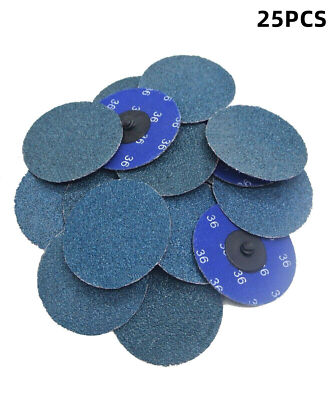 25PCS 3 inch Zirconia Roll Lock Die Grinder Sanding Discs Quick Change 36 Grit