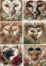 The Love of Cows | A4 Rice Paper | Paper for Decoupage | Decoupage Creatives
