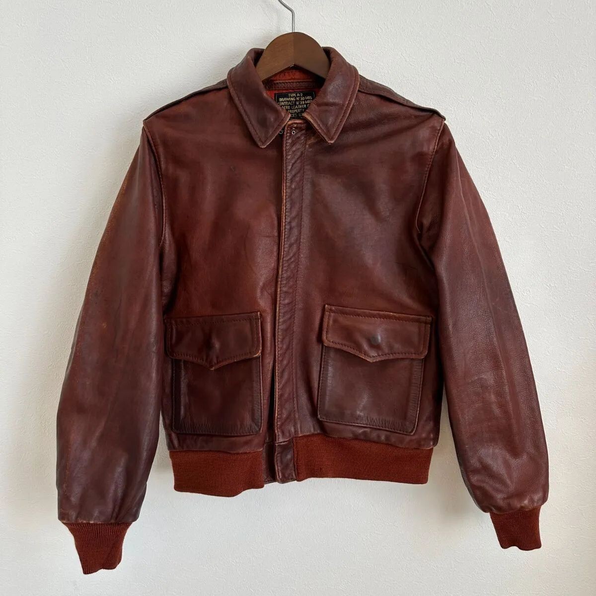 Aero leather 38 Size Type A-2 Flight Jacket Horsehide Russet