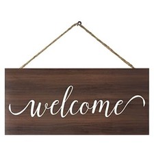 JennyGems Welcome Sign For Front Door or Porch, Rustic Farmhouse Home Decor