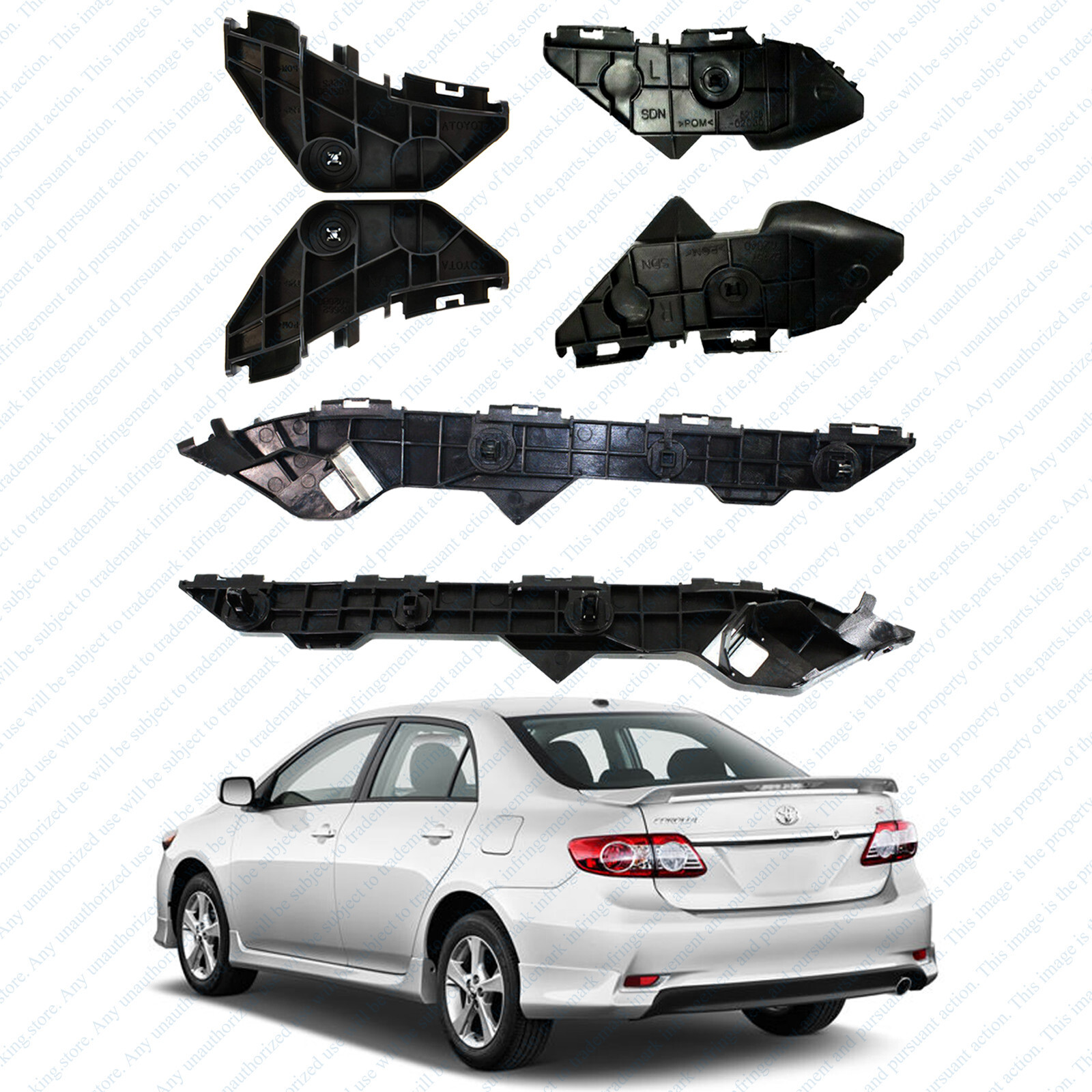 For 2009 2013 Toyota Corolla Rear Bumper Cover Retainer Brackets Set