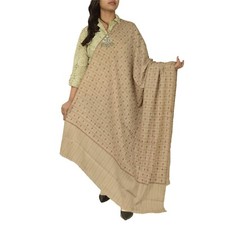 Sanskriti Vintage Brown 100 Pure Woollen Shawl Handmade Suzani Long Throw Stole