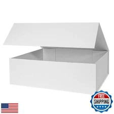 OBMMIRAO Upgrade 1PCS White Hard Extra Large Gift Box with Lid,16.5 x13 x5.3 