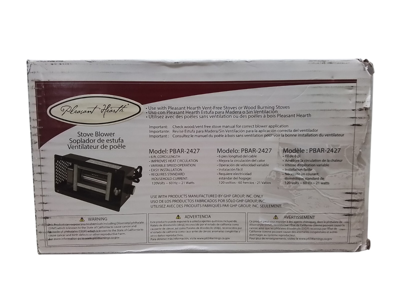 Pleasant Hearth PBAR-2427 Wood Stove Blower OPEN BOX