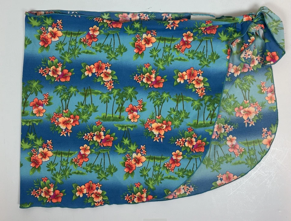 Falda de Natación Sarong Vintage Años 90 Encubrimiento Talla Única Lateral Corbata Hibisco Tropical Pinup Foto 3 de 4