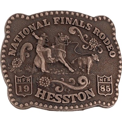 Sm 85 National Finals Rodeo Nfr Fred Fellows Hesston 1980s Vintage Belt Buckle