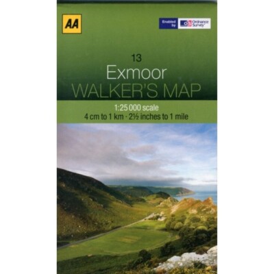 AA (13) Exmoor Walkers Map enabled by OS scale 1:25 000