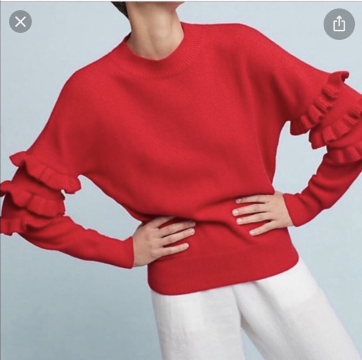urban outfitters line + dot red ruffle mock neck sweater | eBay