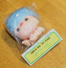 Fibre-Craft  4.25" ACRYLIC DOLL HEAD w/HANDS - Blue Hair/Blue Eyes 7572/32