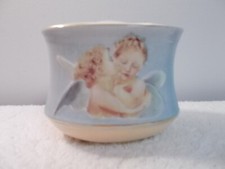 Angels Cherubs Blue Gold Accents Porcelain Bathroom Toothbrush Holder