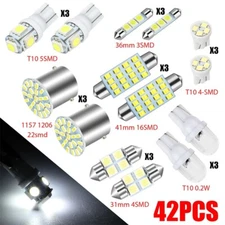 42pcs Car Interior White Combo LED Map Dome Door Trunk License Plate Light Bulbs