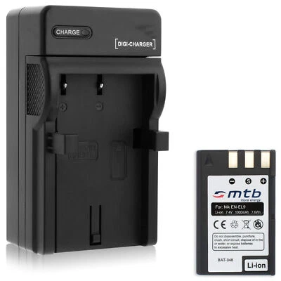 MTB MORE ENERGY Batterie EN-EL9 + Caricatore per Nikon D40, D40x, D60, D3000, D5000