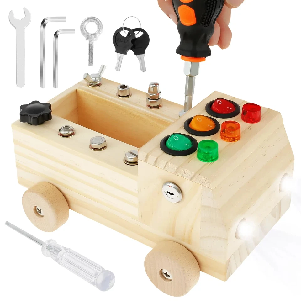 Giochi Montessori in Legno per bambini con luci e attrezzi