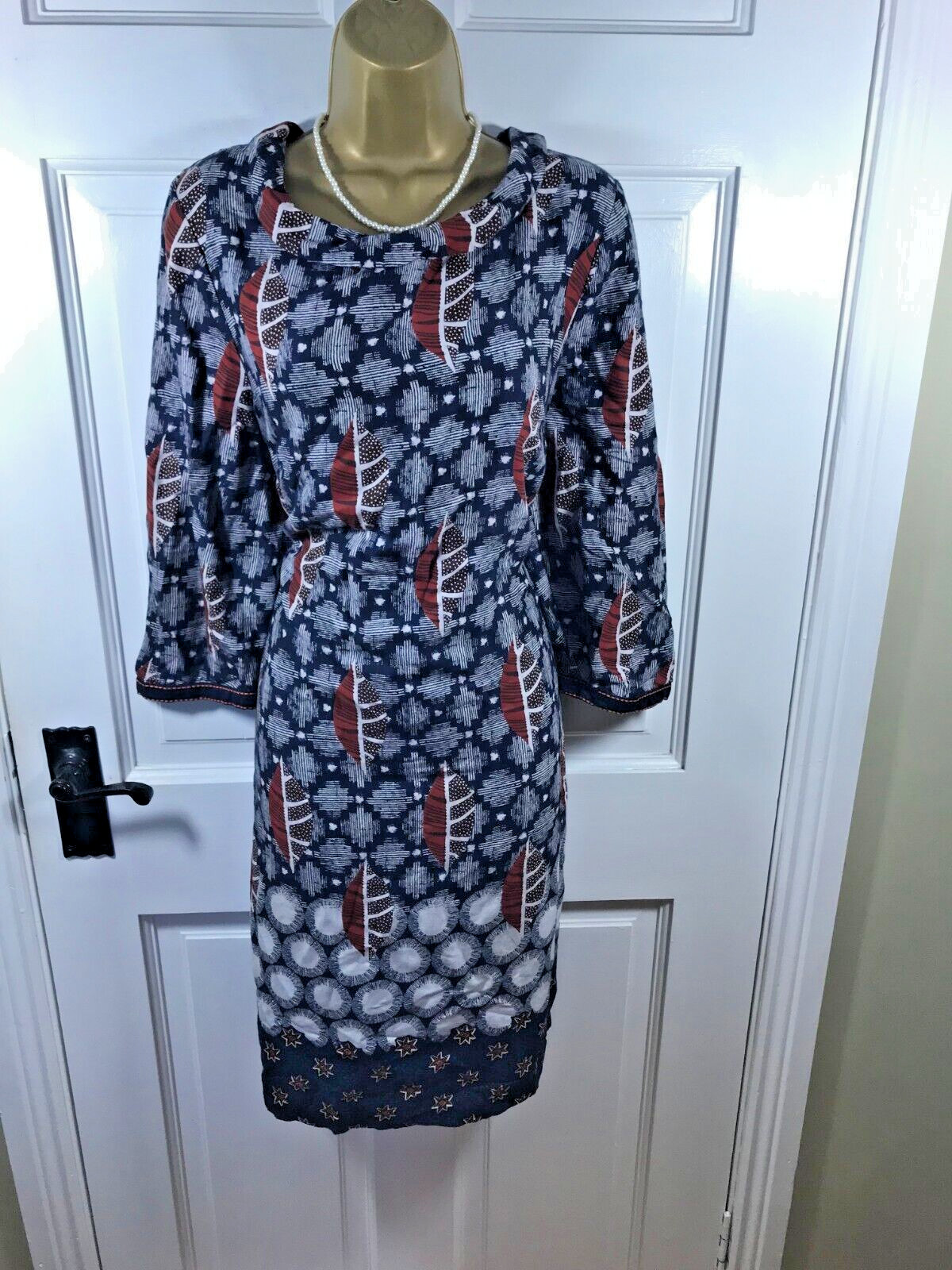 White Stuff Blue Patterned Tunic Style Lined Dres… - image 5