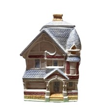 Vintage Treasure Craft Cookie Jar Victorian House Ceramic Container made in USA