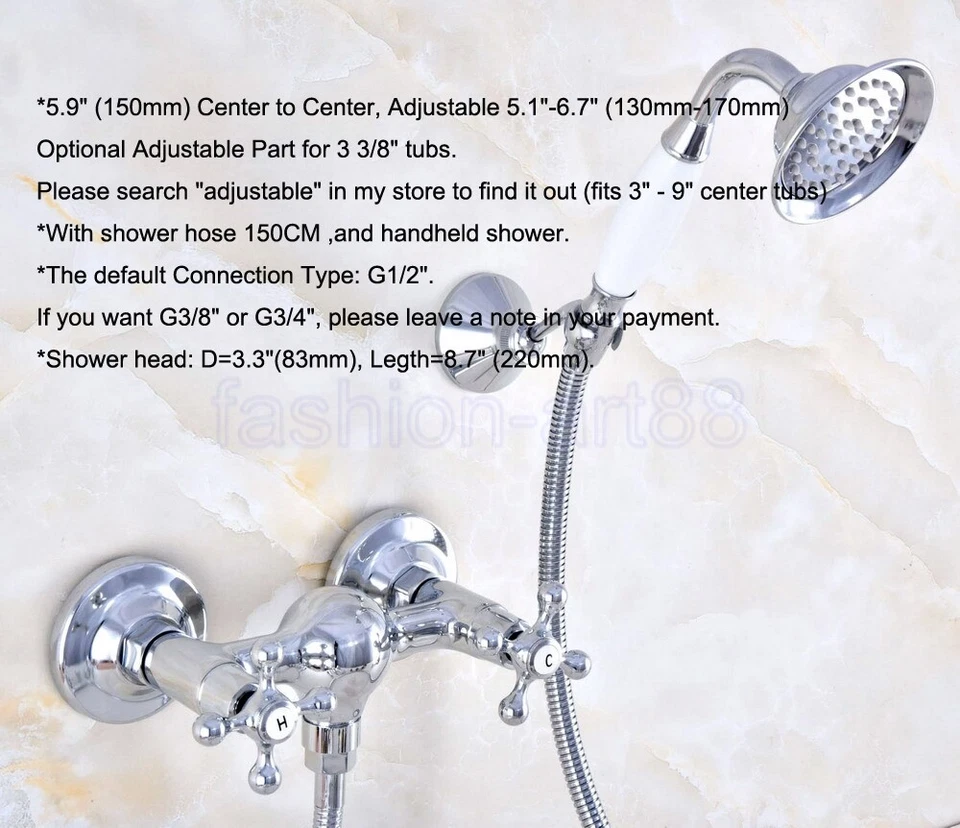 Chrome Bathroom Handheld Shower Faucet Set  With Ceramic Hand Spray fna776 - Image 2 of 4