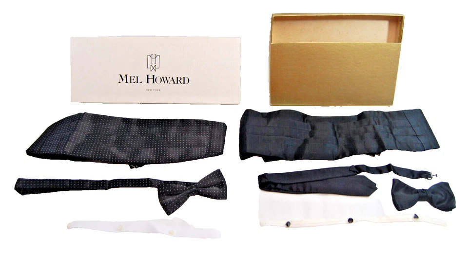 Conjuntos de pajarita y pajarita ajustables formales 1 negro con puntos blancos y 1 negro T1785 Foto 2 de 4