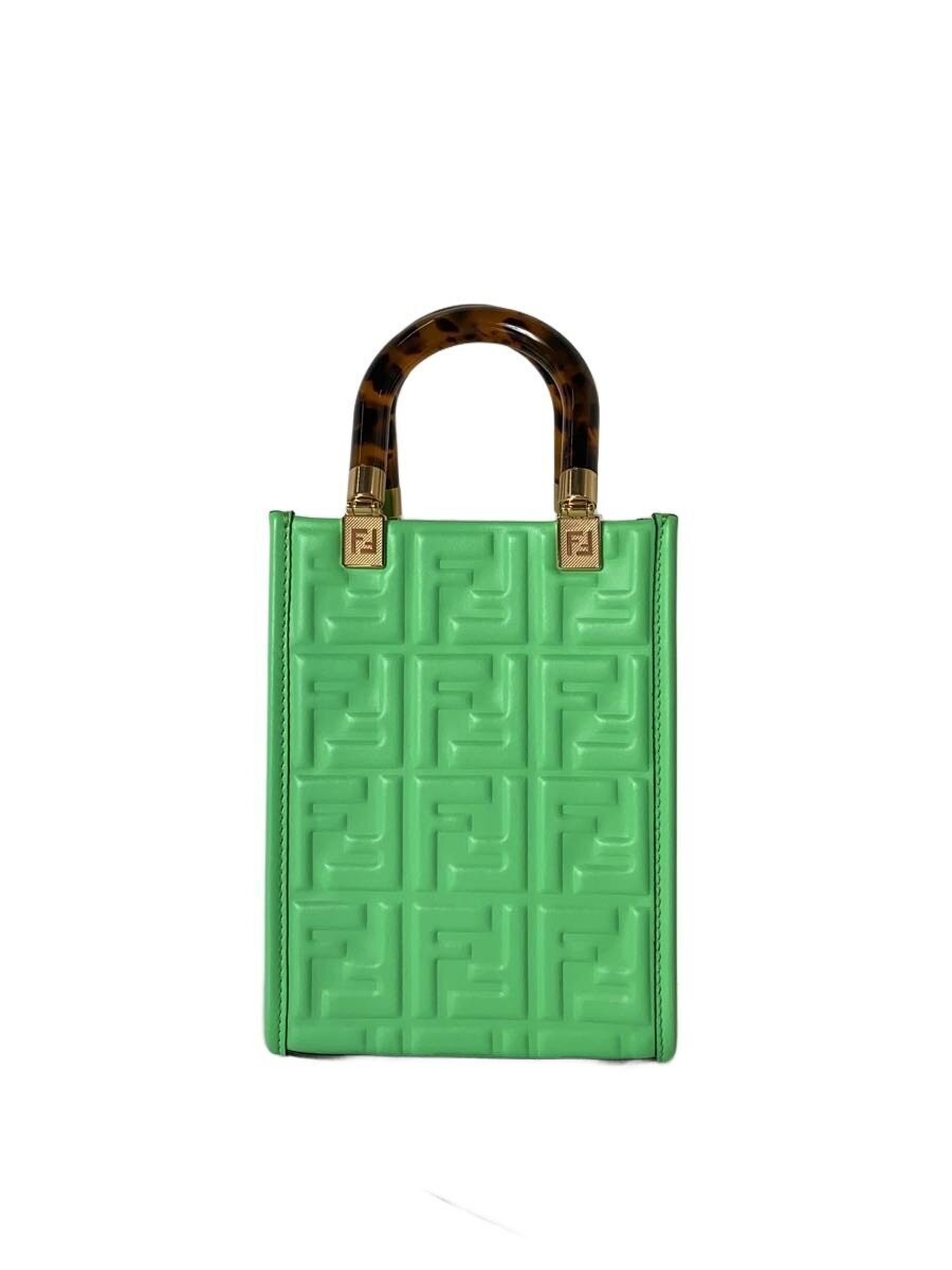FENDI Shoulder Bag Sunshine Shopper Mini Zucca Pattern Tortoise GRN 8BS051 AMCI