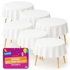 9pk White Round Table Cloth 140cm Disposable Party Catering Table Covers