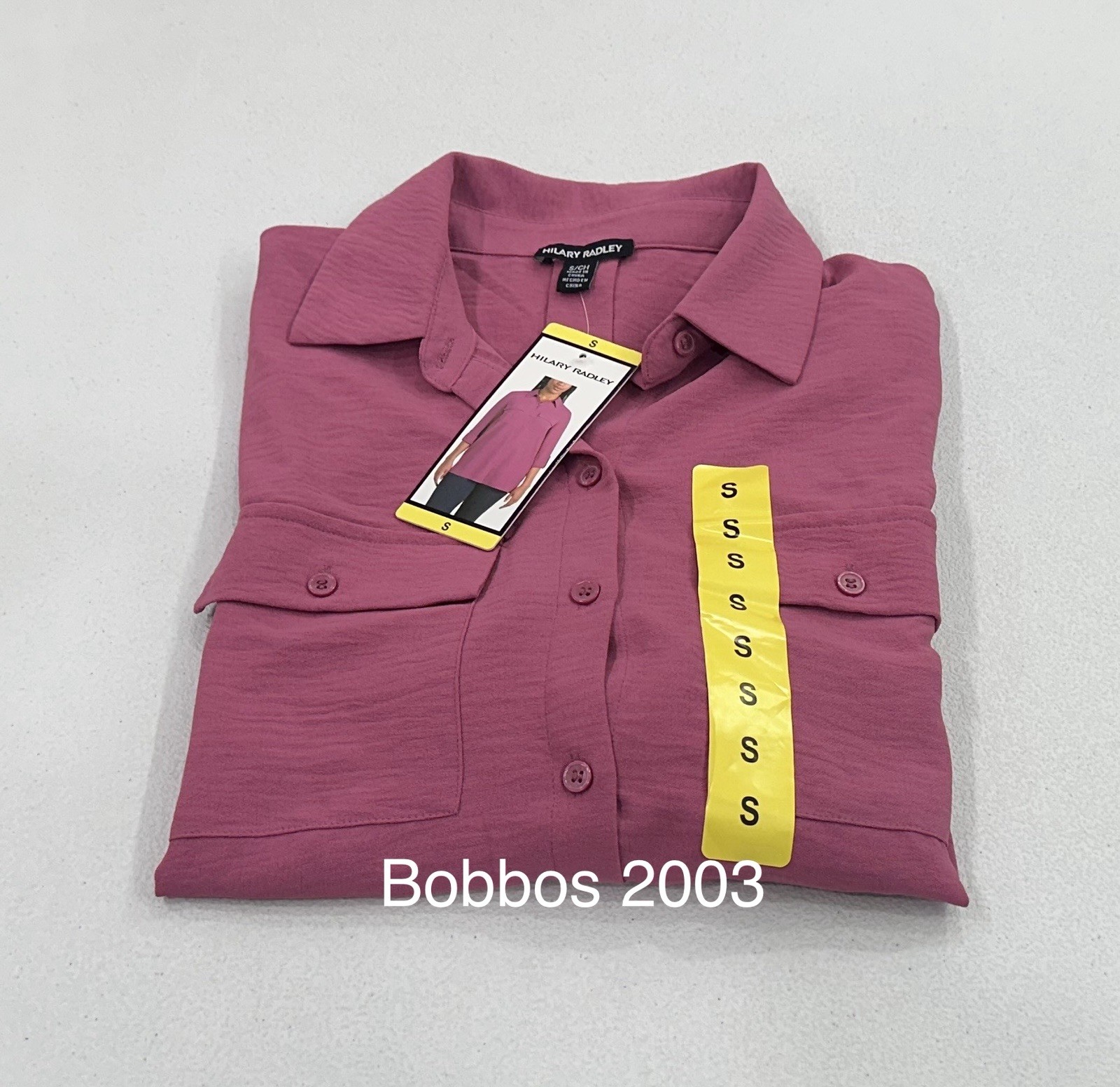 Hilary Radley Mujer Manga Larga Abotonable Pestaña Enrollable, Rosa Oscuro, Talla S