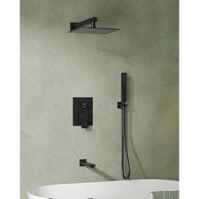 1-Handle 3-Spray Wall Mount Tub and Shower Faucet with 10 In. Rain Shower Head i