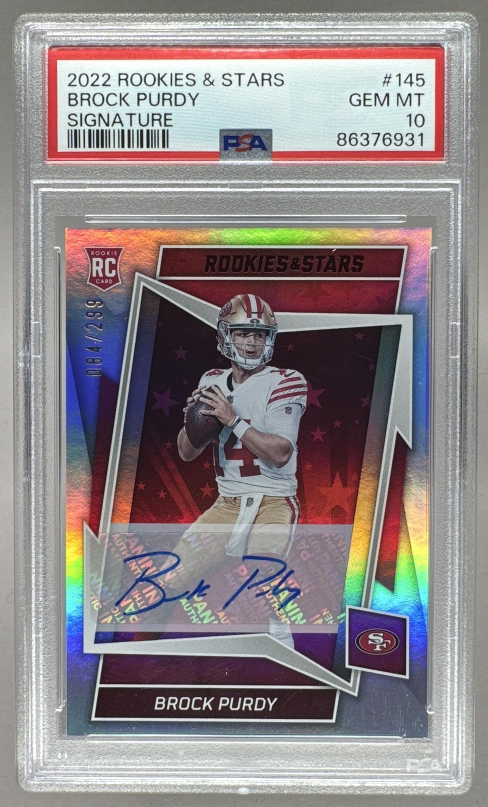 Brock Purdy Panini Rookies & Stars #145 Autograph