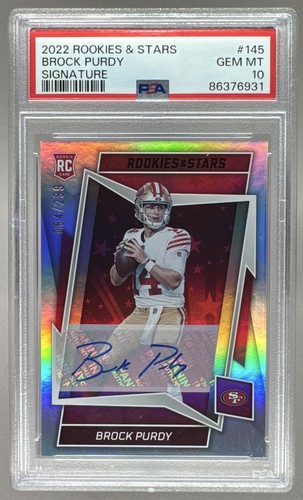 6931 Brock Purdy 2022 Panini Rookies & Stars #145 RC Rookie Auto /299 PSA 10