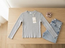 Zara Kids Cozy Ribbed Grey Long-Sleeve Sweater / Top Size 9-10 / 140cm 