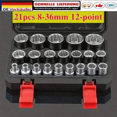 TANBURO STECKSCHLÜSSEL SATZ 1/2'' 21-tlg. 8-32mm VIELZAHN NÜSSE ZOLL SPLINE