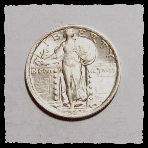 1923-P  STANDING LIBERTY QUARTER White Lustrous NICE AU  #21D33 .900 Fine SILVER