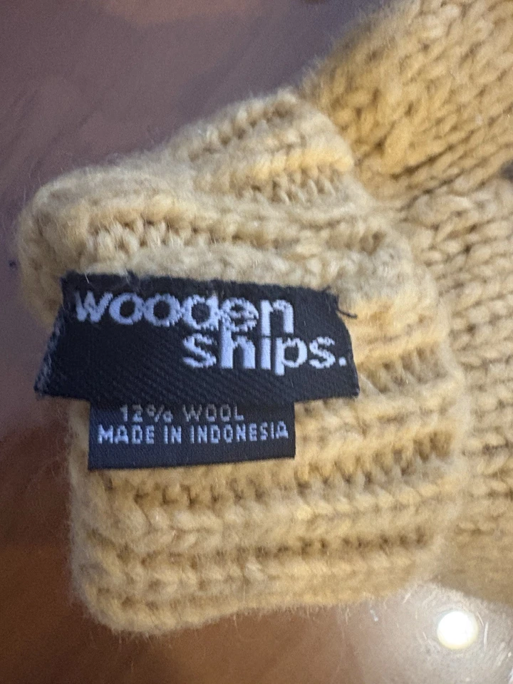 Guantes convertibles de punto de lana para barcos de madera amarillos multicolor Boho Foto 3 de 3