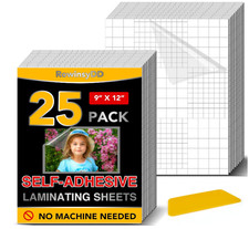 25 Pack Self Adhesive Laminating Sheets, 9 X 12 Inch, Clear Sticker Laminate She