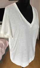 Windsor Damen T-Shirt Gr 40 Weiß Creme V-Ausschnitt Designer Shirt Loose Fit Top