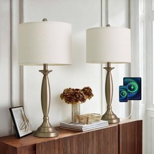 Oneach 28" Warm Gold Table Lamps Set of 2 for Living Room, Modern Bedside Lam...