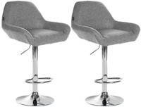 2Er Set Barhocker Braga Stoff Chrom Grau