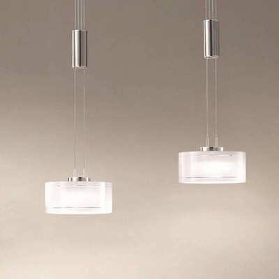 LED-Pendelleuchte Lavin - Eisen / Opalglas - Weiß / Nickel - Flammenanzahl: 2