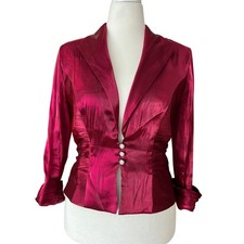 J.R. NITES by Carol Lin Liquid Metal Ruby Vintage Jacket Women's Size 8 GLAM Y2k