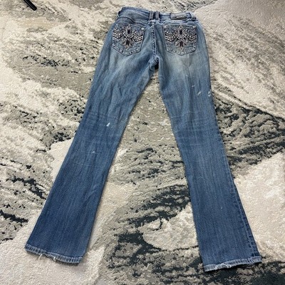 Grace In LA Y2K Jeans Womens 27 Blue Denim Low Rise Medium Wash Flared Bootcut