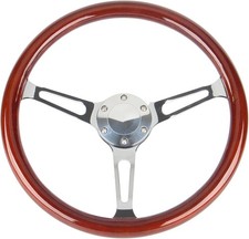 Classic 15 Wood Grain Grip Steering Wheel Long Hole Spoke