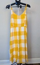 Old Navy Yellow Gingham Sundress Lined Smocked NWT Size M