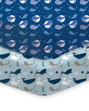 Baby Crib Sheets for Standard Crib Mattress - Navy Whale Blue, Ultra Soft Jersey