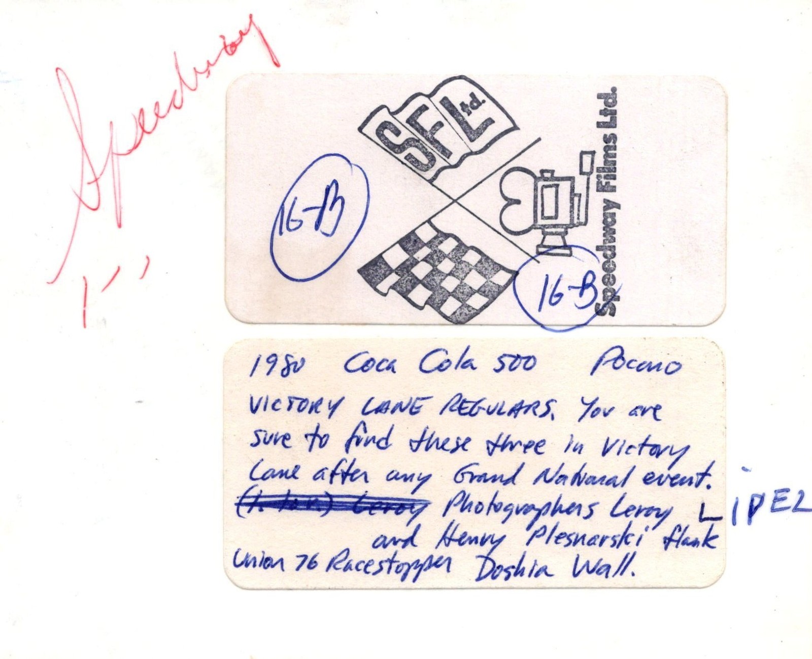 Lerry Lipel Pocono victory lane photo 1980 - Himes Estate Original Photo