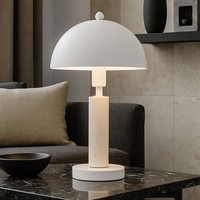 Nachttischleuchte Tischlampe Beistellleuchte E14 Metall Weiß Travertin Stein