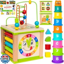 Toyventive Wooden Kids Baby Activity Cube - Girls Gift Set  1st