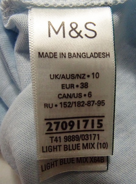 M&S Collection Relaxed T-Shirt Top Size 10 Also 12 Blue Tie Dye Print: 40" Bust image 5