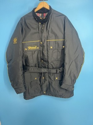 Belstaff Tour Master 500 Men s Black Motorcycle Riding Lined Belted Jacket Sz: M