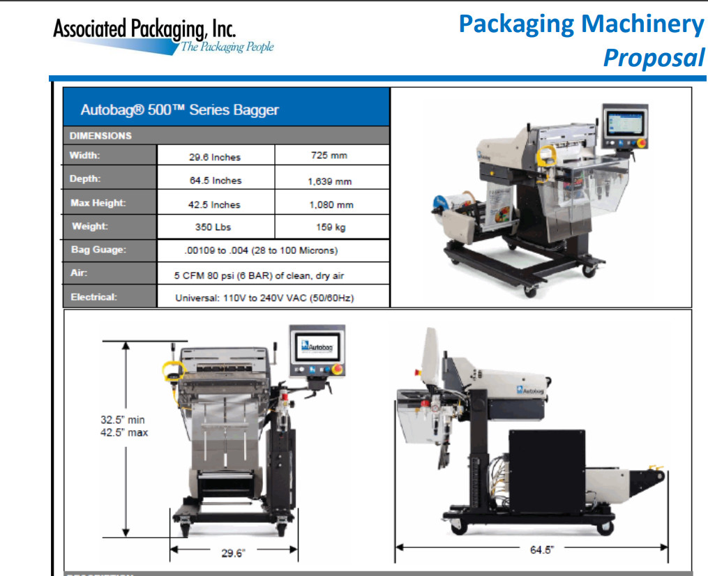 Automated Packaging Autobag 500 bagger