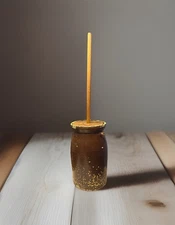 Antique No 4 Butter Churn Stoneware Crock Brown Glaze Complete W Lid Handmade